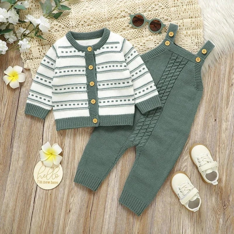 Warm Knit Cardigan & Sleeveless Romper Set (2-Piece, 0-24M) - Image 2