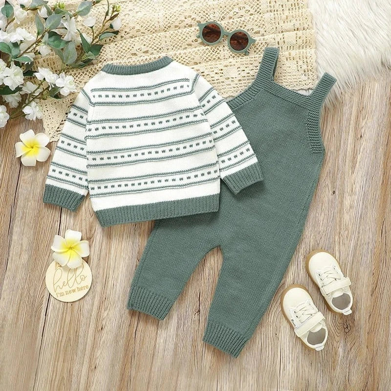 Warm Knit Cardigan & Sleeveless Romper Set (2-Piece, 0-24M) - Image 3