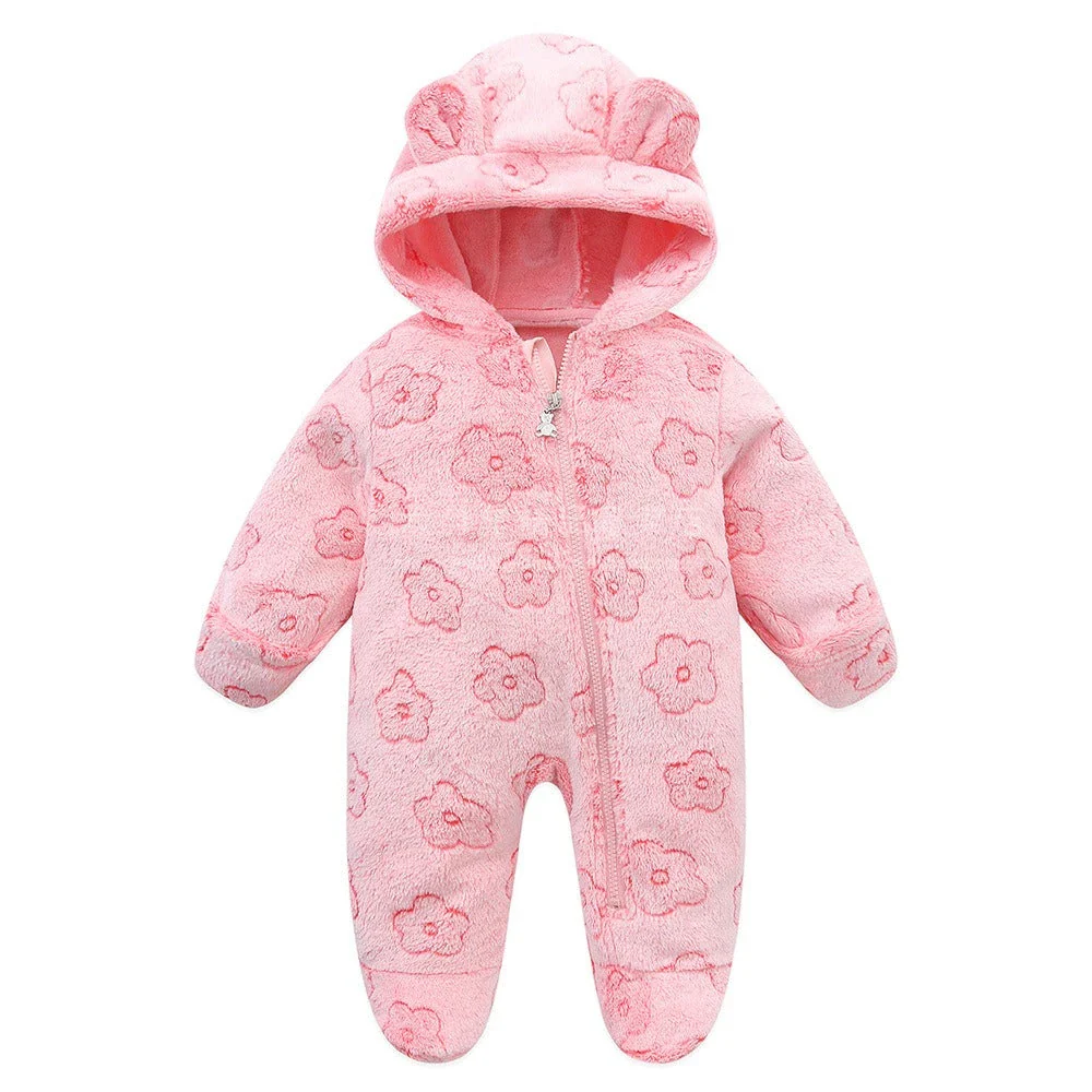 Cartoon Flannel Hooded Romper (0-12M) - Image 7