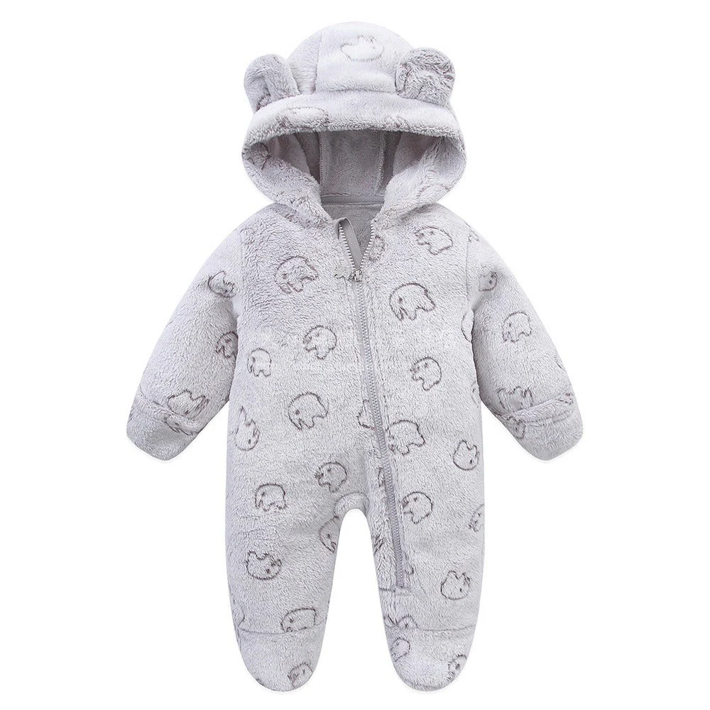 Cartoon Flannel Hooded Romper (0-12M) - Image 8