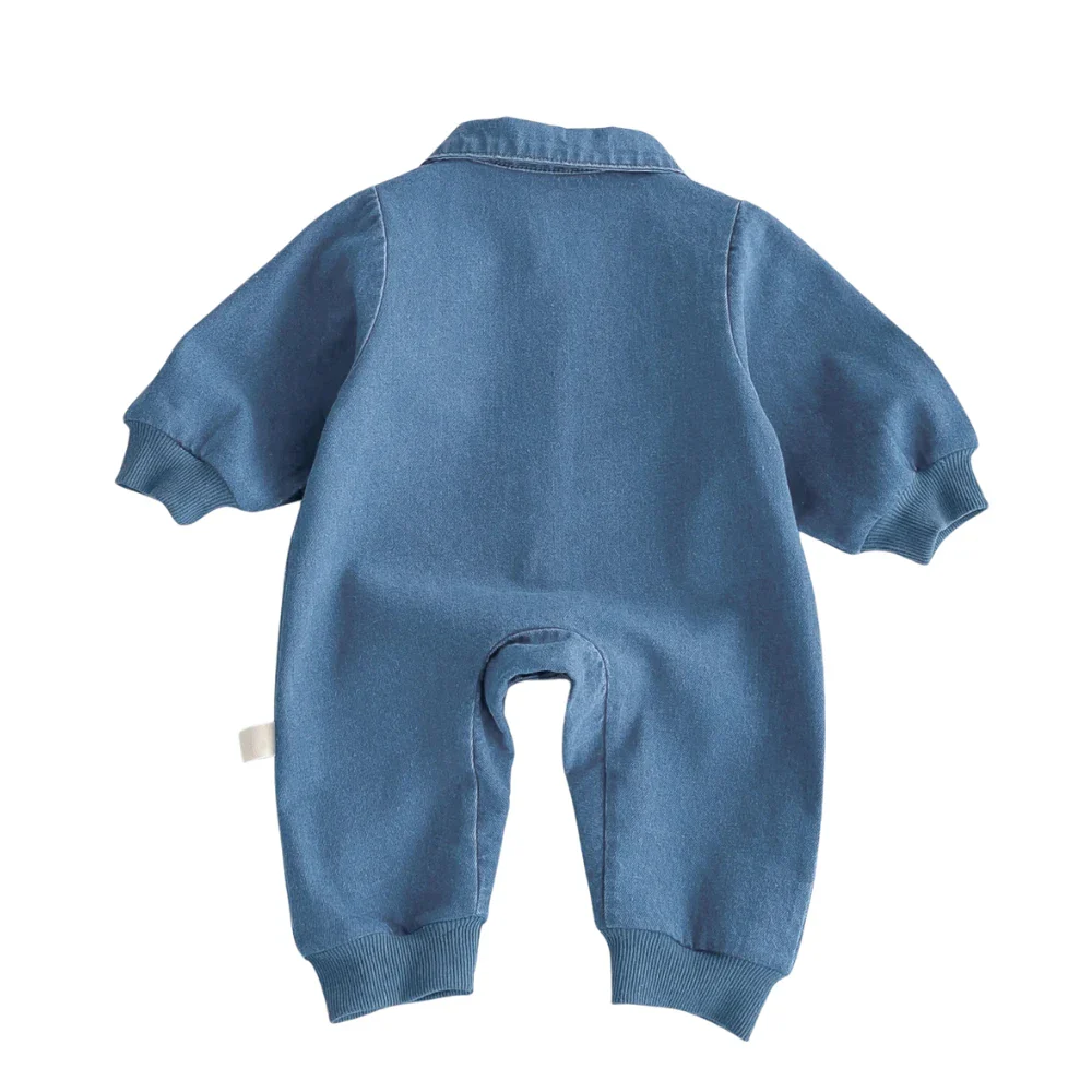 Baby Denim Embroidered Jumpsuit – Long Sleeve One-Piece Outfit (3-24M) - Image 2