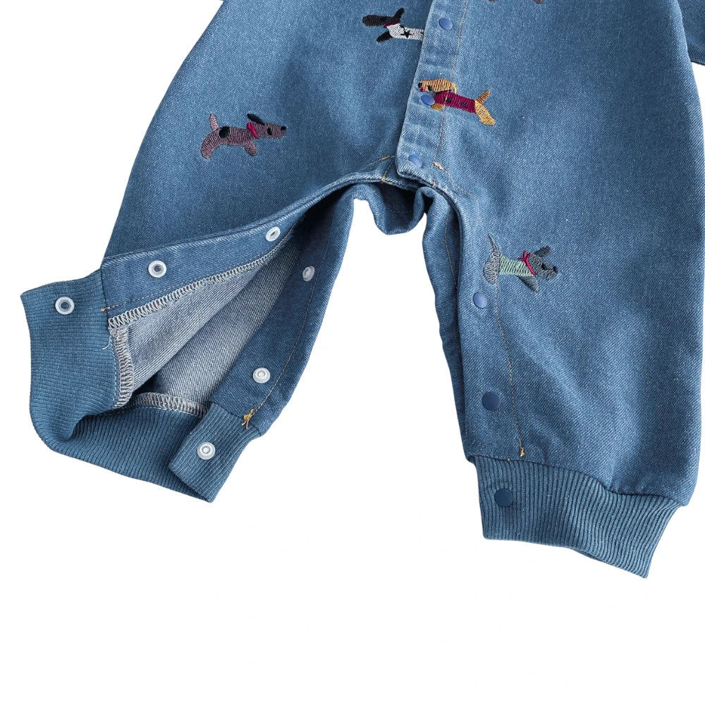 Baby Denim Embroidered Jumpsuit – Long Sleeve One-Piece Outfit (3-24M) - Image 3