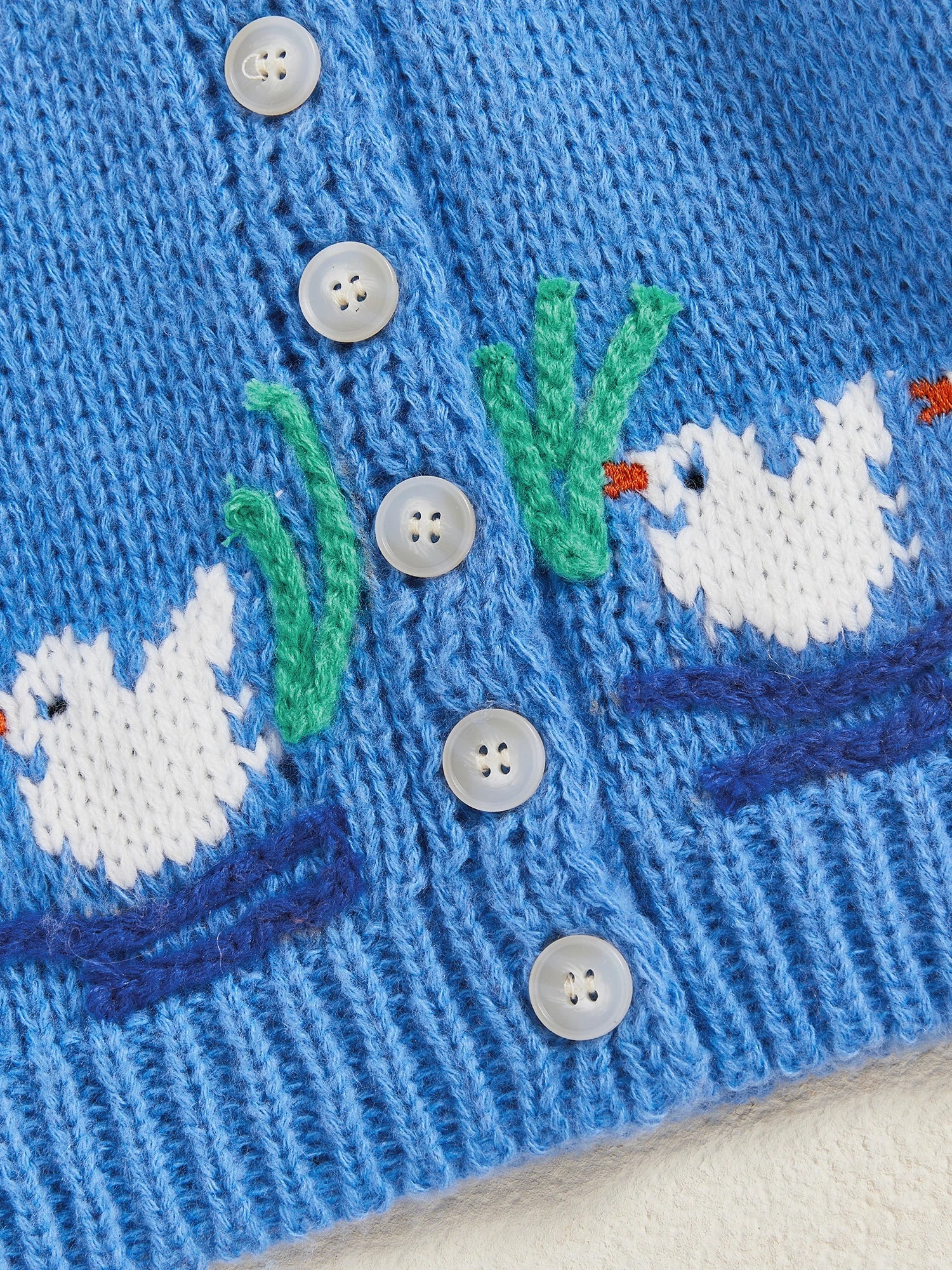 Baby Duck Knit Cardigan – Buttoned Cotton-Feel Sweater (12-36M) - Image 4
