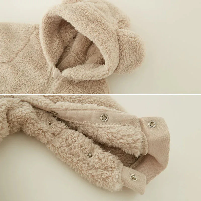 Baby Fleece Hooded Jumpsuit – Cozy Bear One-Piece (0-24M) - Image 3