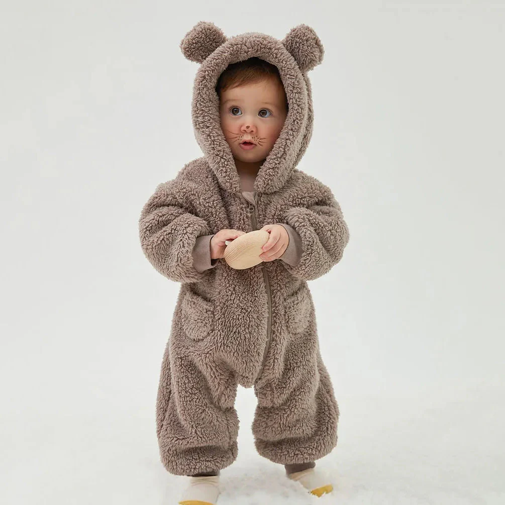 Baby Fleece Hooded Jumpsuit – Cozy Bear One-Piece (0-24M) - Image 4
