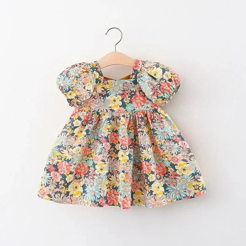 Baby Girl Floral Summer Dress – Puff Sleeve Korean Style (6–36M)