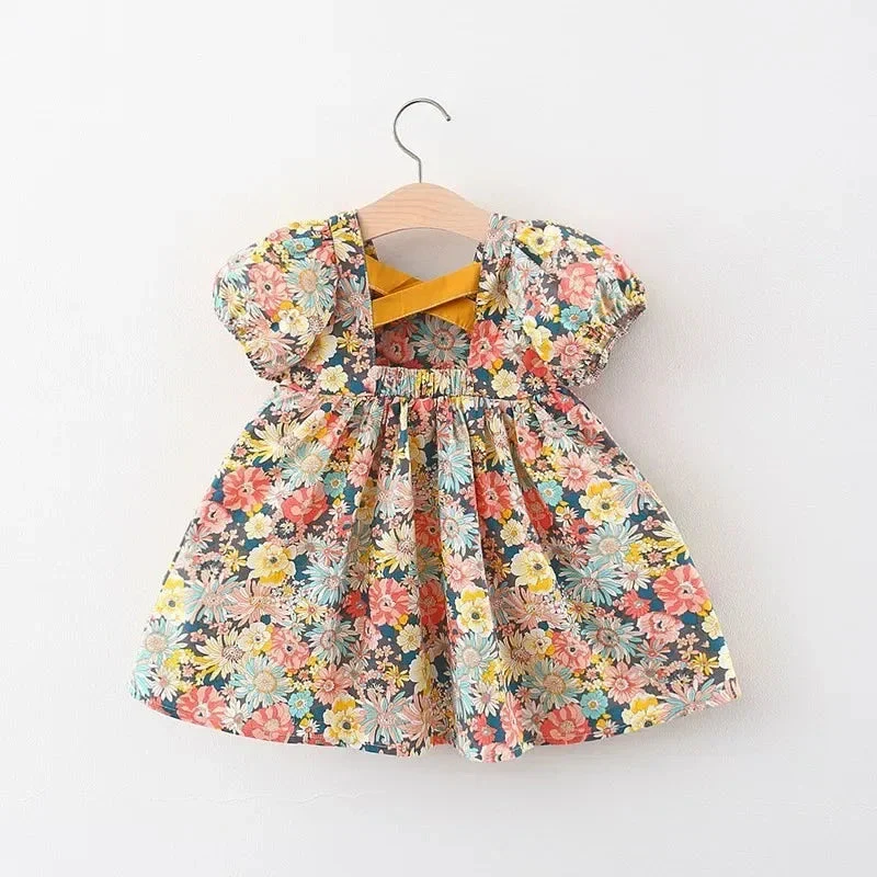 Baby Girl Floral Summer Dress – Puff Sleeve Korean Style (6–36M) - Image 2