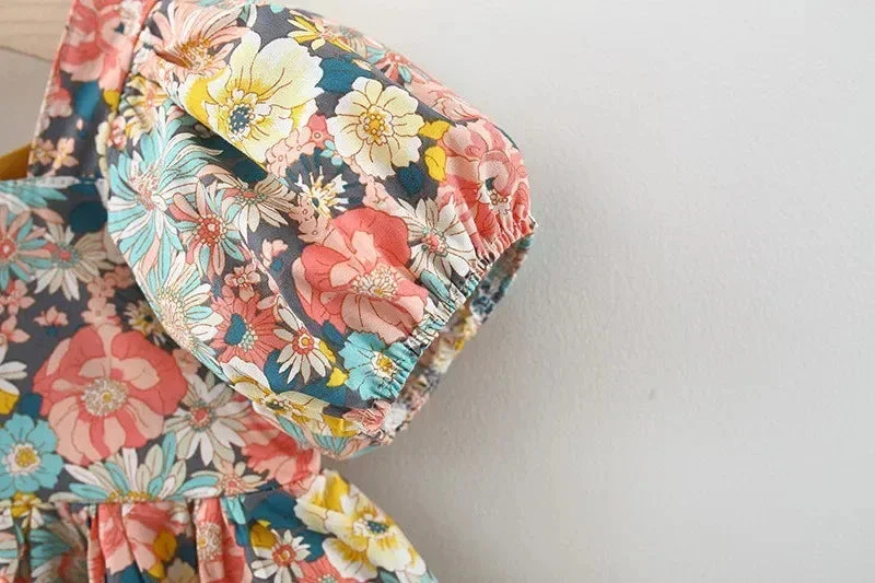 Baby Girl Floral Summer Dress – Puff Sleeve Korean Style (6–36M) - Image 3