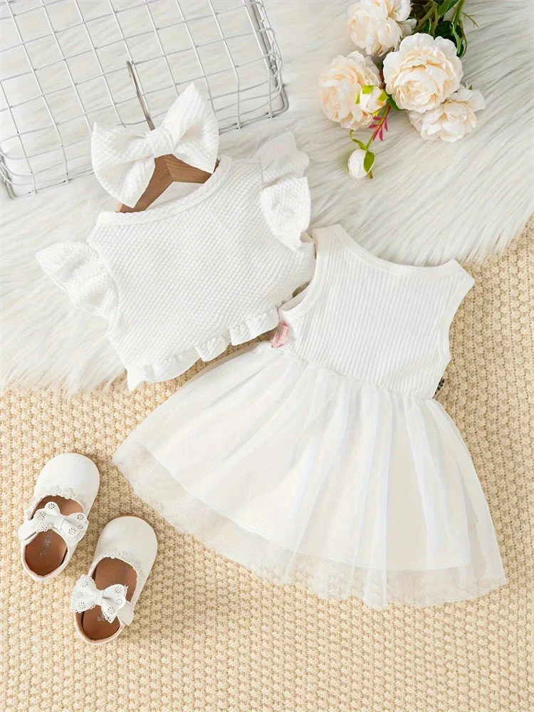 Baby Girl Floral Tulle Dress Set – Sleeveless Summer Dress (3–36M) - Image 12