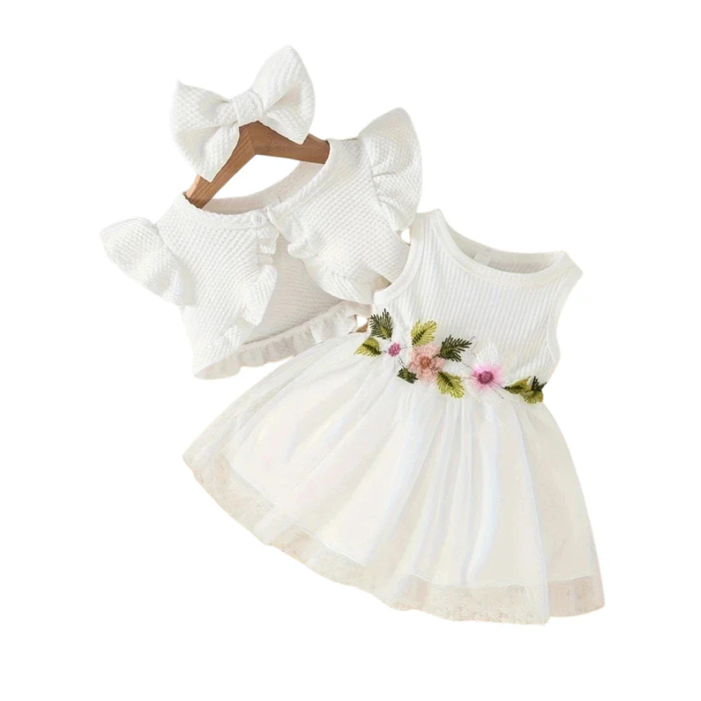 Baby Girl Floral Tulle Dress Set – Sleeveless Summer Dress (3–36M) - Image 15