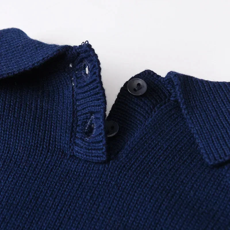 Baby Knit Cotton Set with Collar Pullover & Pants – Long Sleeve Infant Outfit (3-24M) - Image 3