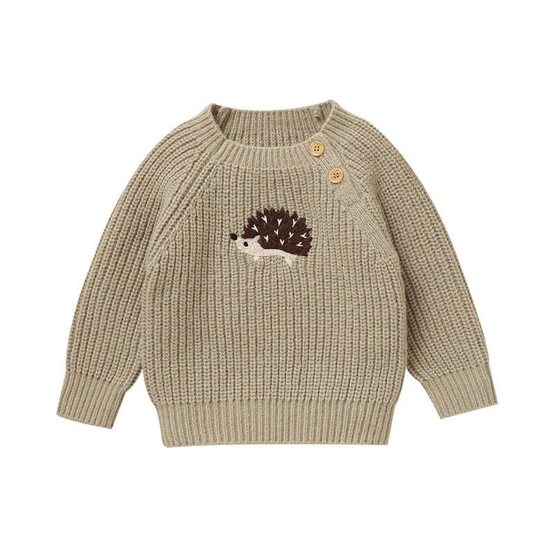 Hedgehog Embroidered Knit Sweater (6M - 3Y)