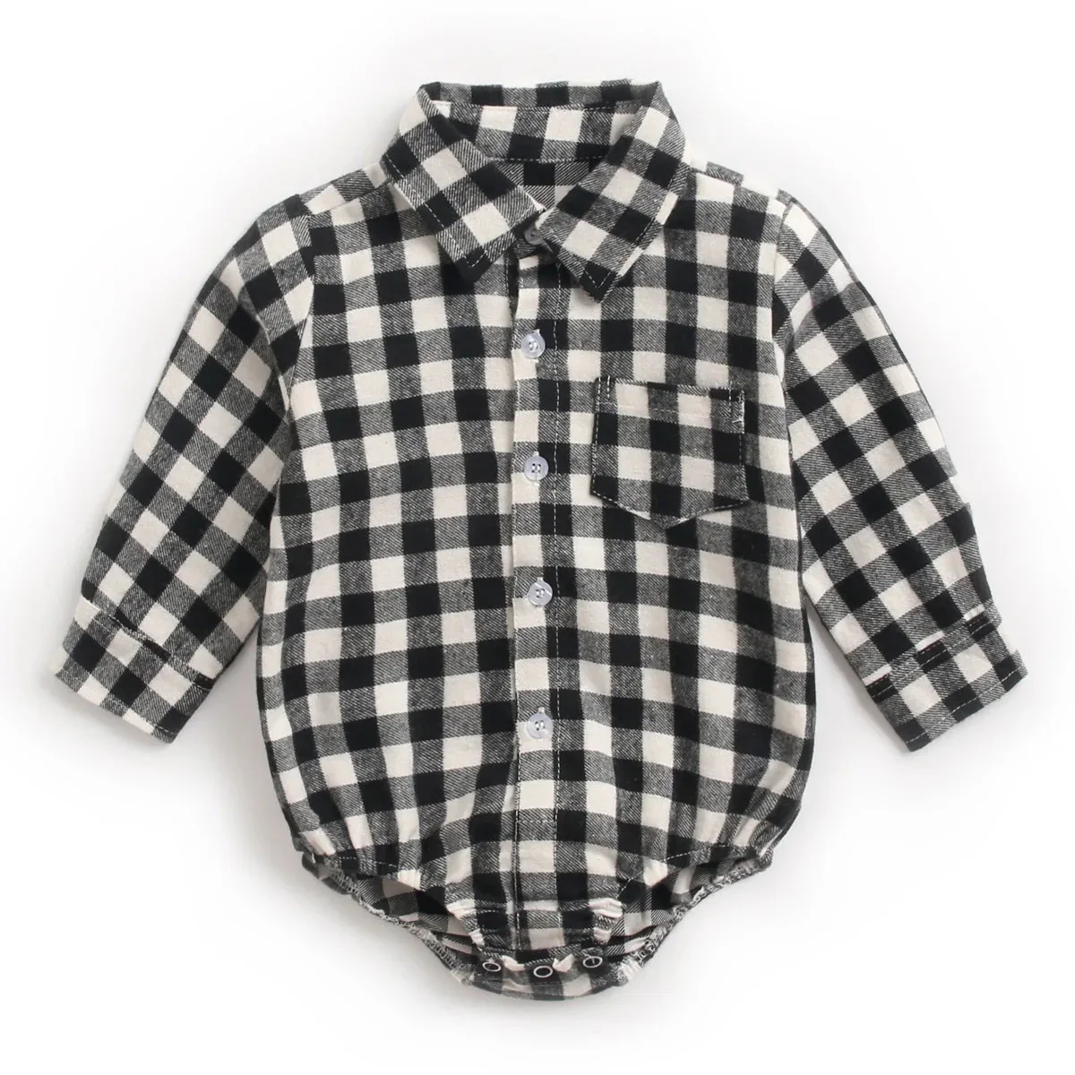Baby Plaid Shirt Bodysuit – Long Sleeve Button-Down (0–36M) - Image 14