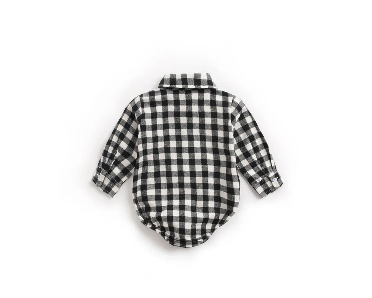 Baby Plaid Shirt Bodysuit – Long Sleeve Button-Down (0–36M) - Image 15
