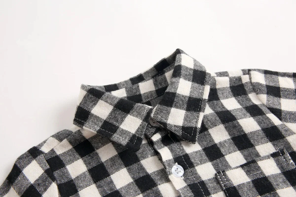 Baby Plaid Shirt Bodysuit – Long Sleeve Button-Down (0–36M) - Image 16