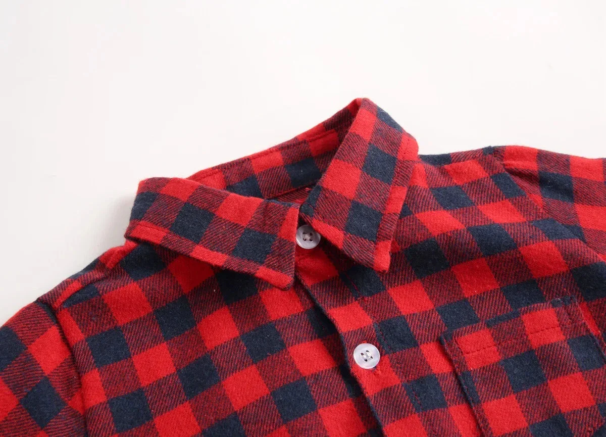 Baby Plaid Shirt Bodysuit – Long Sleeve Button-Down (0–36M) - Image 3