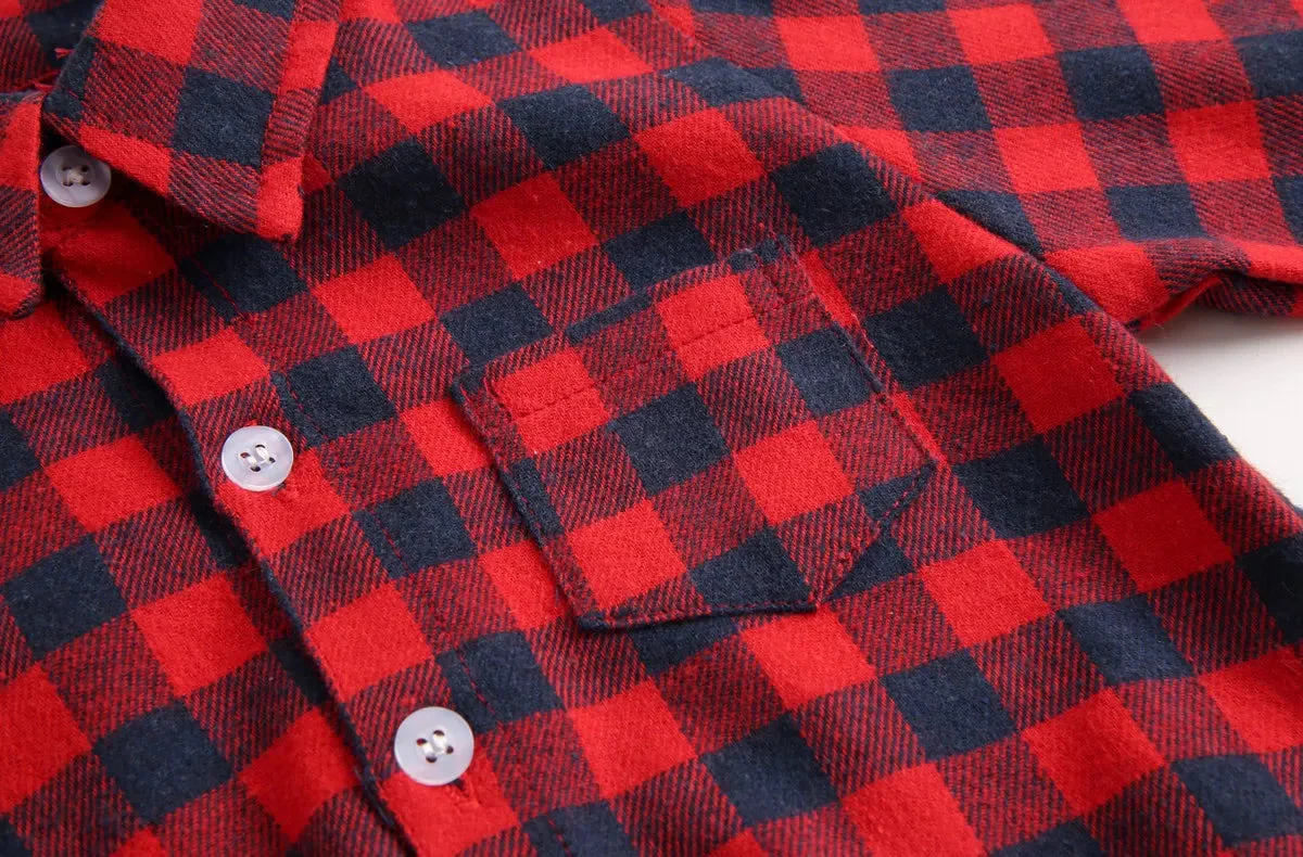 Baby Plaid Shirt Bodysuit – Long Sleeve Button-Down (0–36M) - Image 4