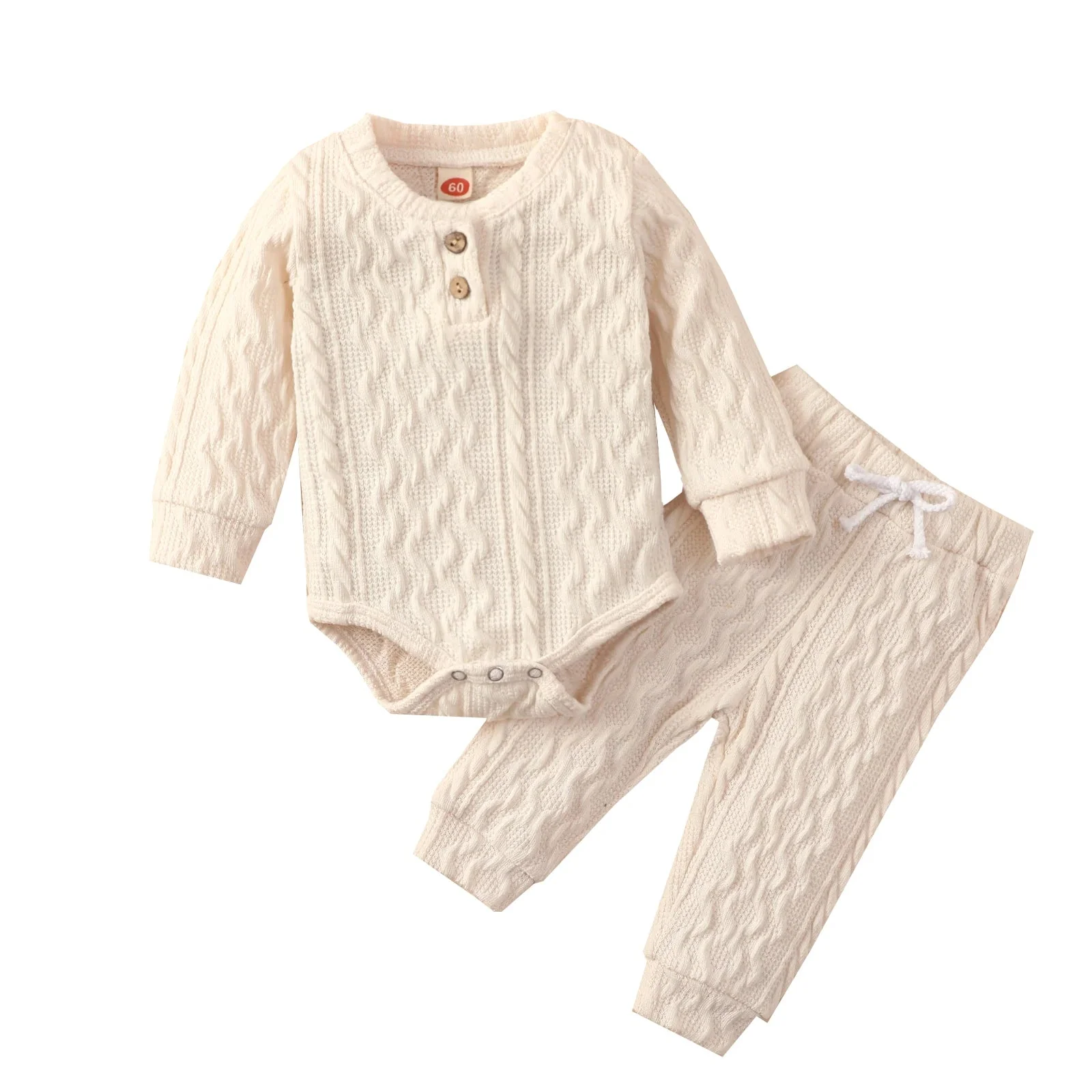 Baby Ribbed Outfit Set – Long Sleeve Top & Pants (0-24M)