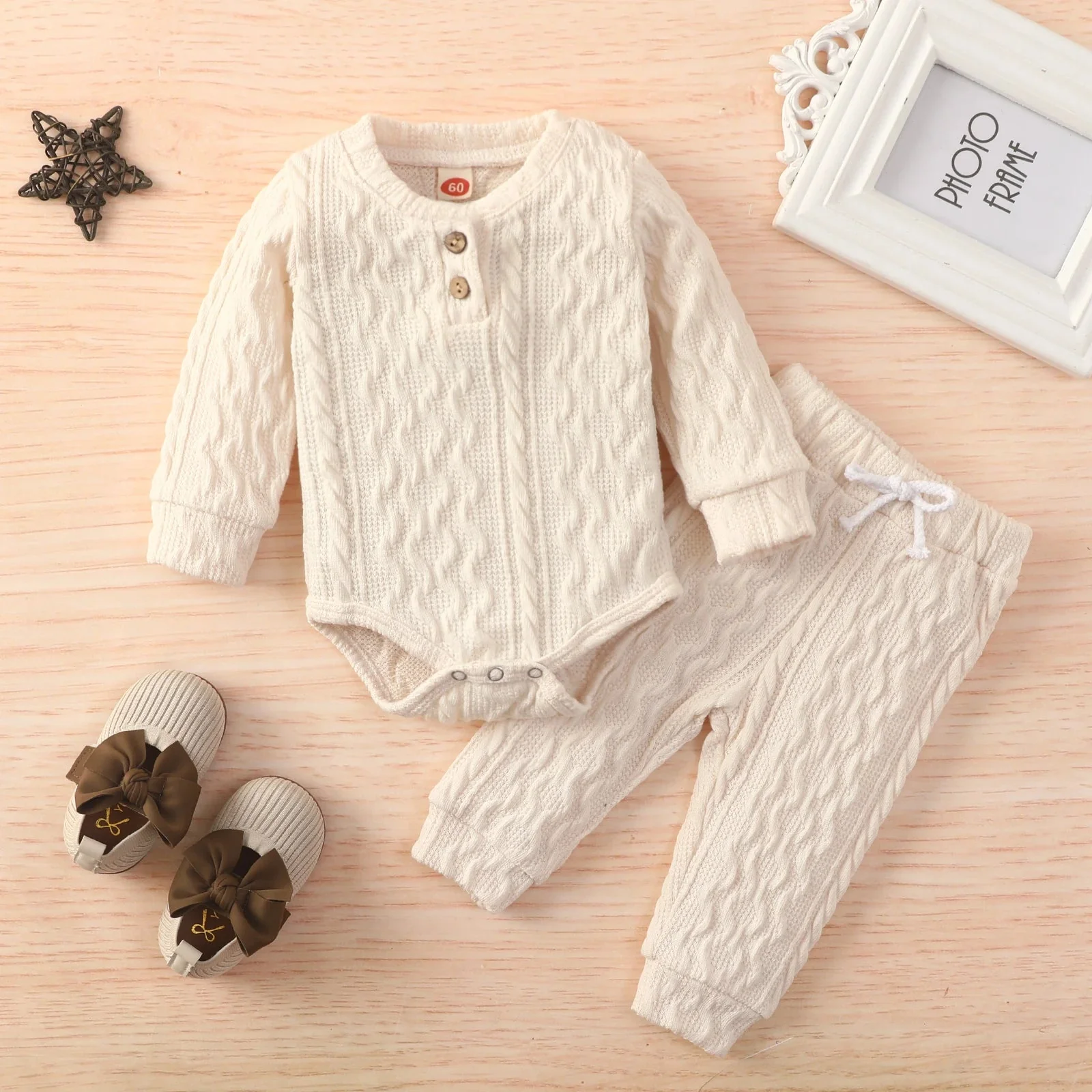 Baby Ribbed Outfit Set – Long Sleeve Top & Pants (0-24M) - Image 2