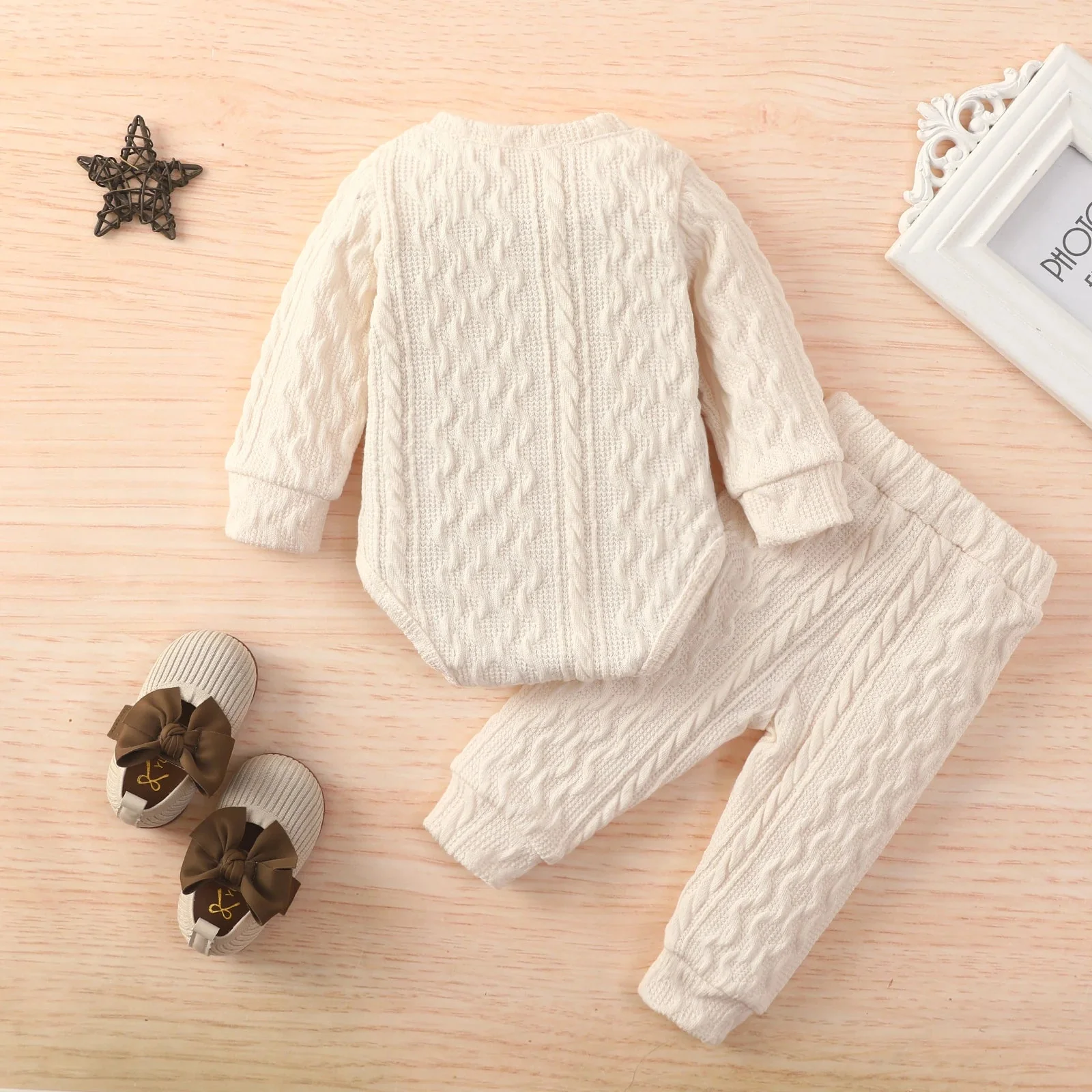 Baby Ribbed Outfit Set – Long Sleeve Top & Pants (0-24M) - Image 3