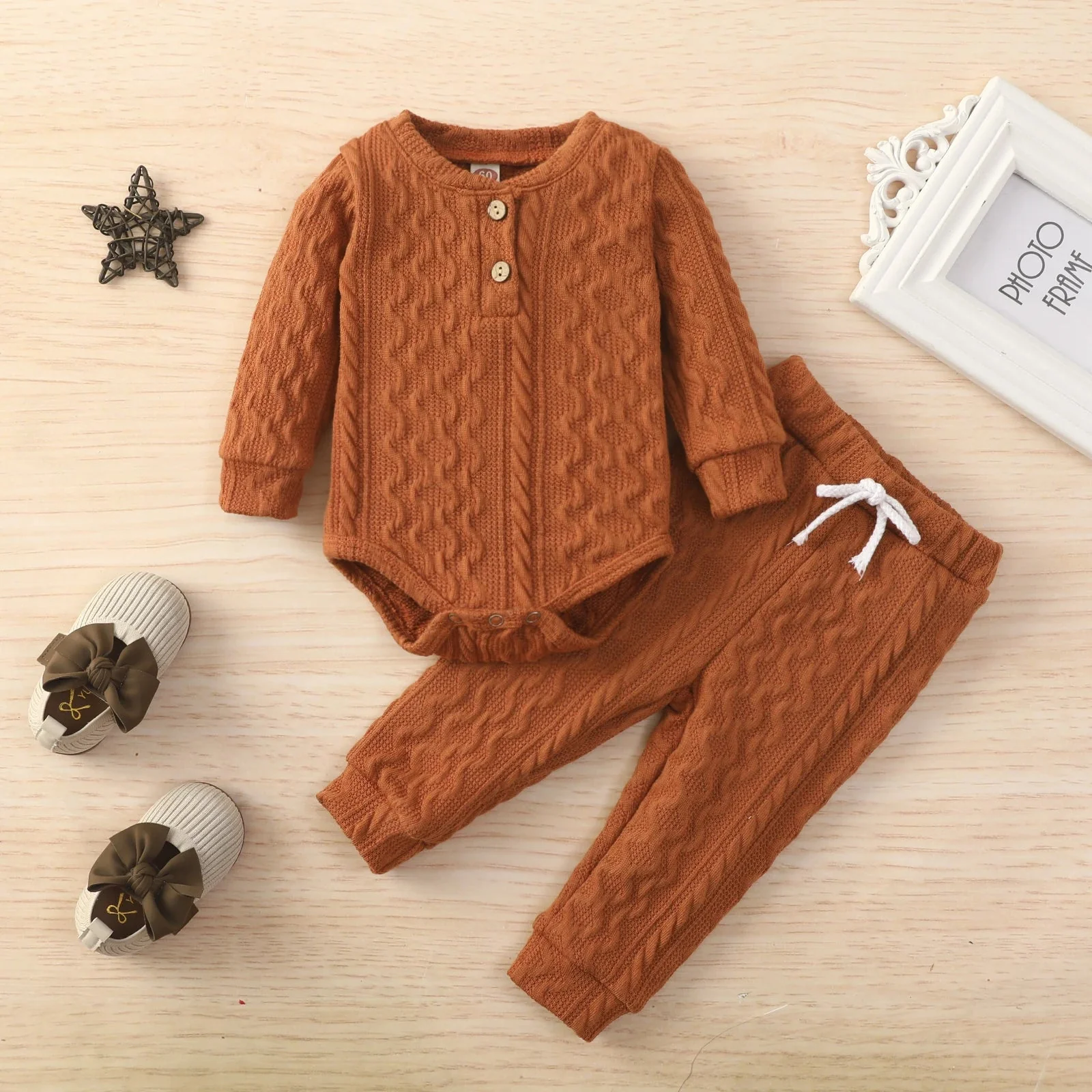 Baby Ribbed Outfit Set – Long Sleeve Top & Pants (0-24M) - Image 6