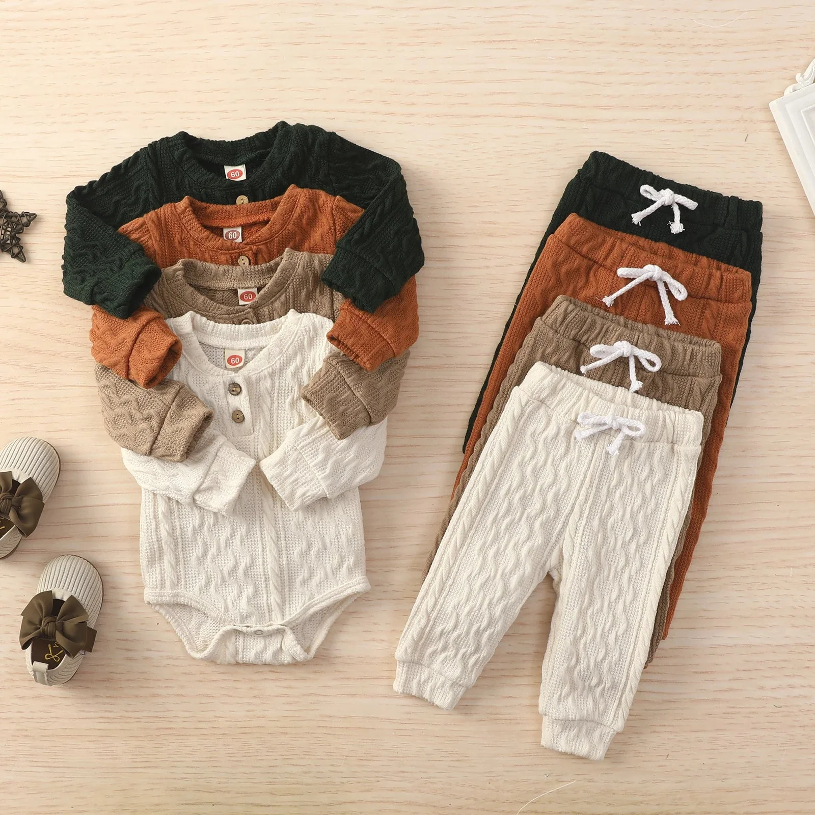 Baby Ribbed Outfit Set – Long Sleeve Top & Pants (0-24M) - Image 7