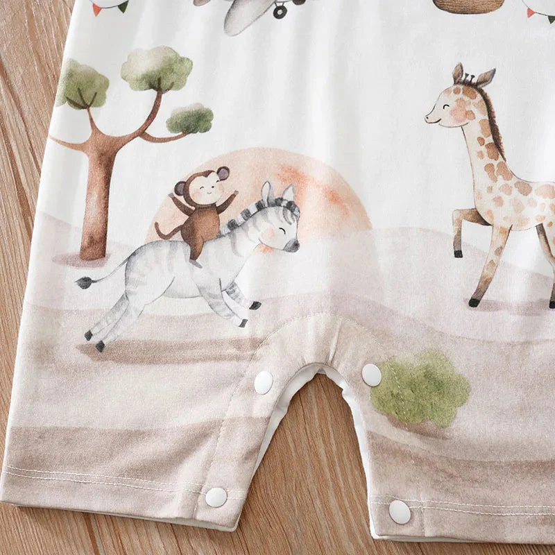 Baby Short Sleeve Romper – Animal Cartoon Print (0-18M) - Image 5