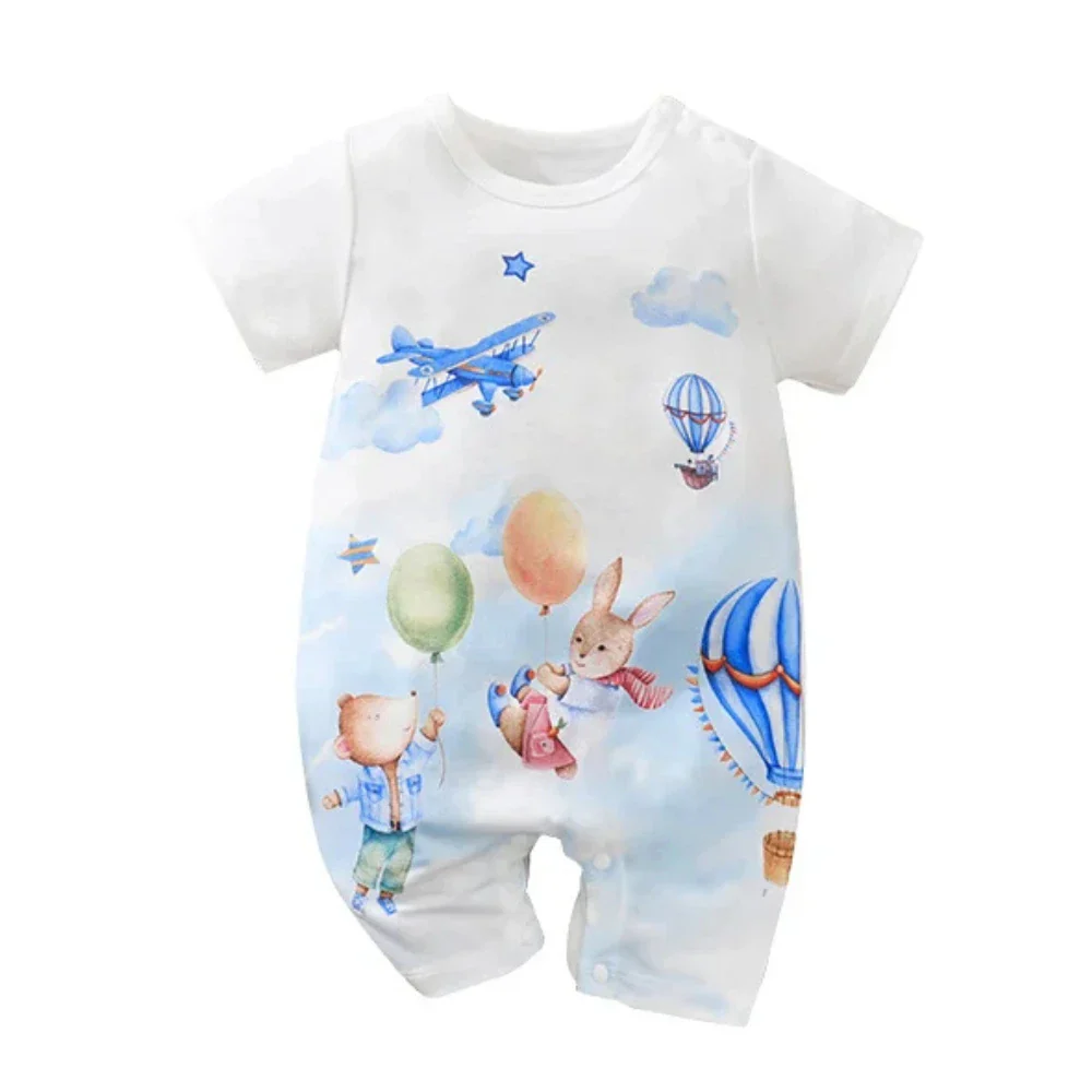 Baby Short Sleeve Romper – Animal Cartoon Print (0-18M) - Image 8