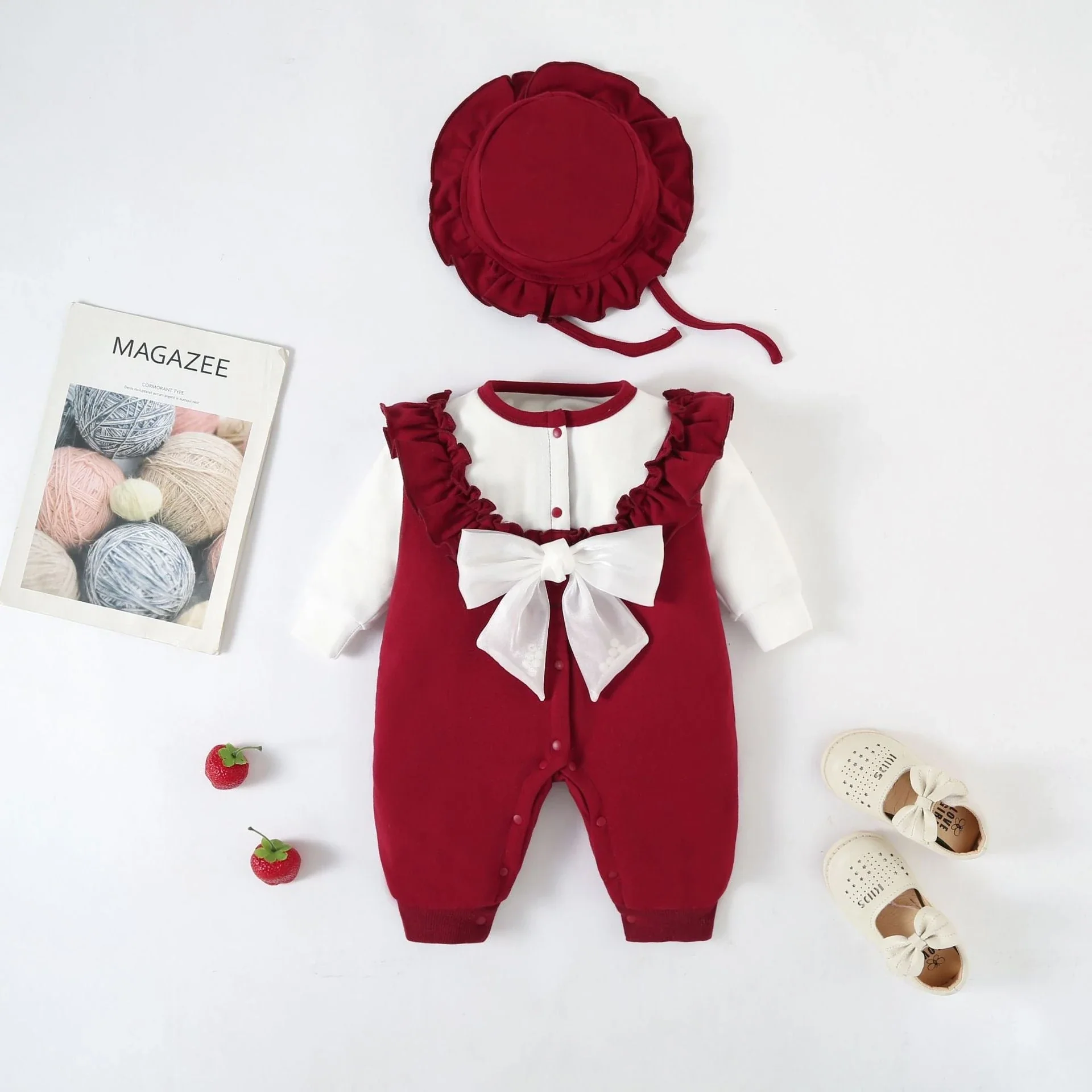 Velvet-Lined Jumpsuit & Bonnet (2-Piece, 0-12M)
