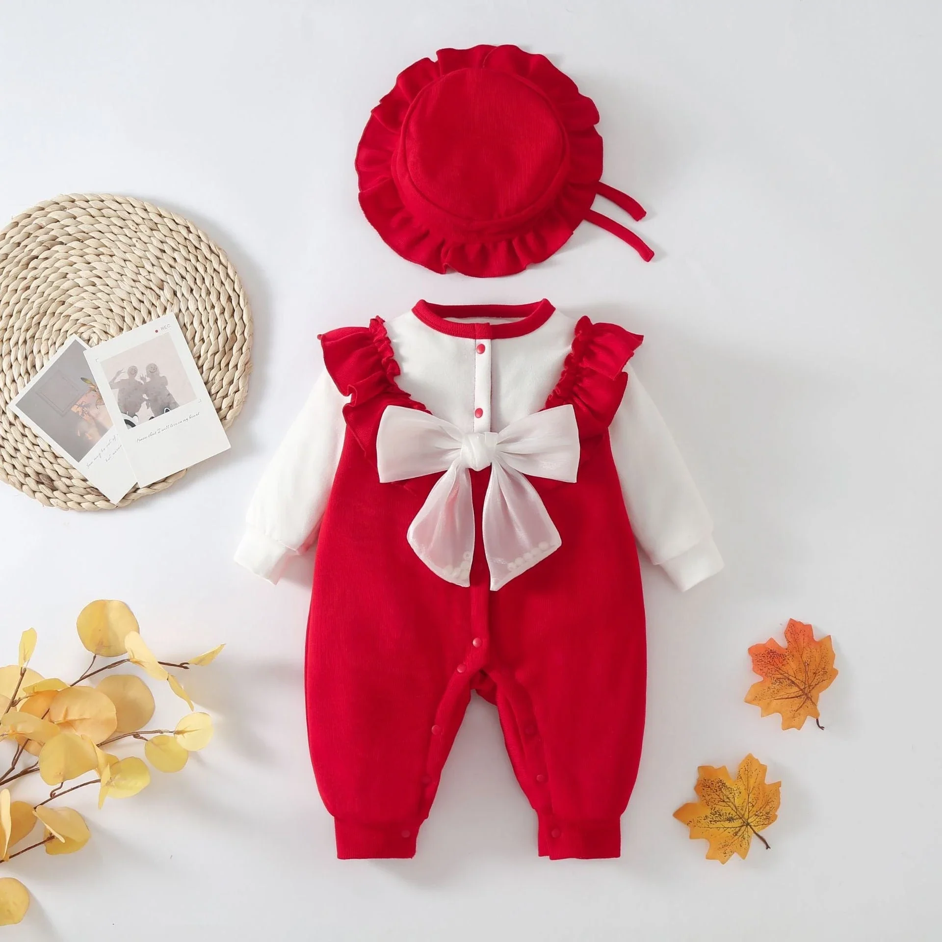 Velvet-Lined Jumpsuit & Bonnet (2-Piece, 0-12M) - Image 10