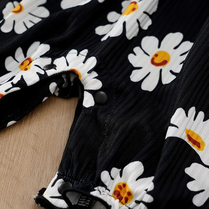 Black Daisy Baby Girl Sleeveless Romper (0–18M) - Image 6