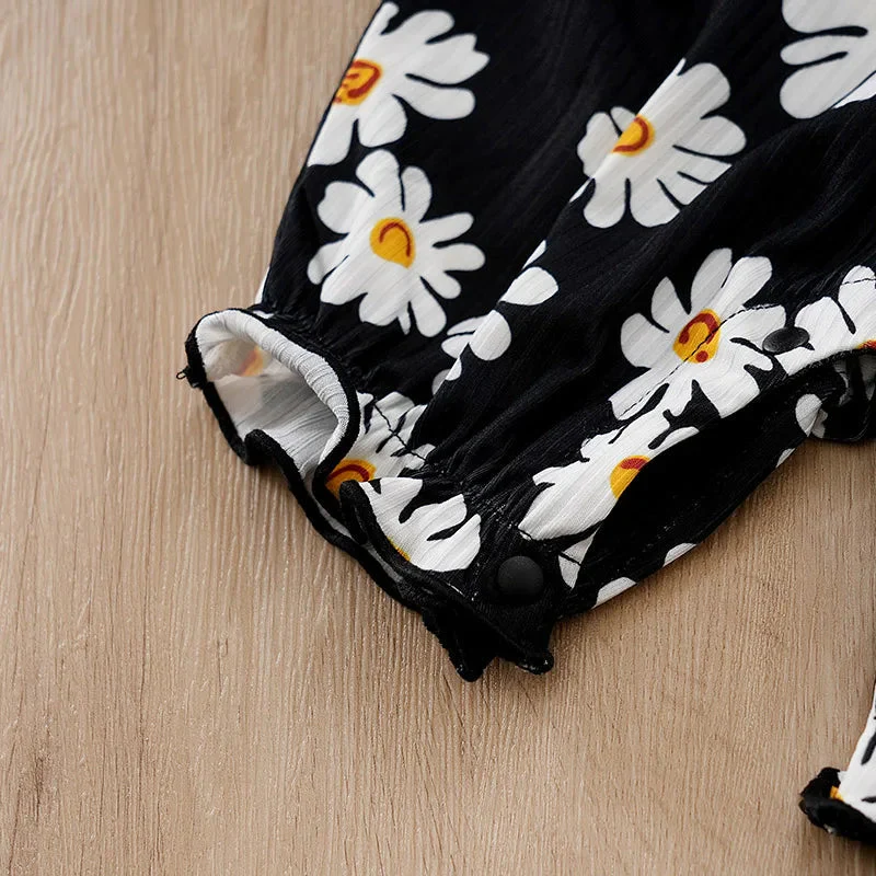 Black Daisy Baby Girl Sleeveless Romper (0–18M) - Image 7