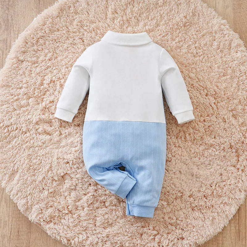 Blue Gentleman Baby Boy Romper with Bow Tie (0–12M) - Image 3