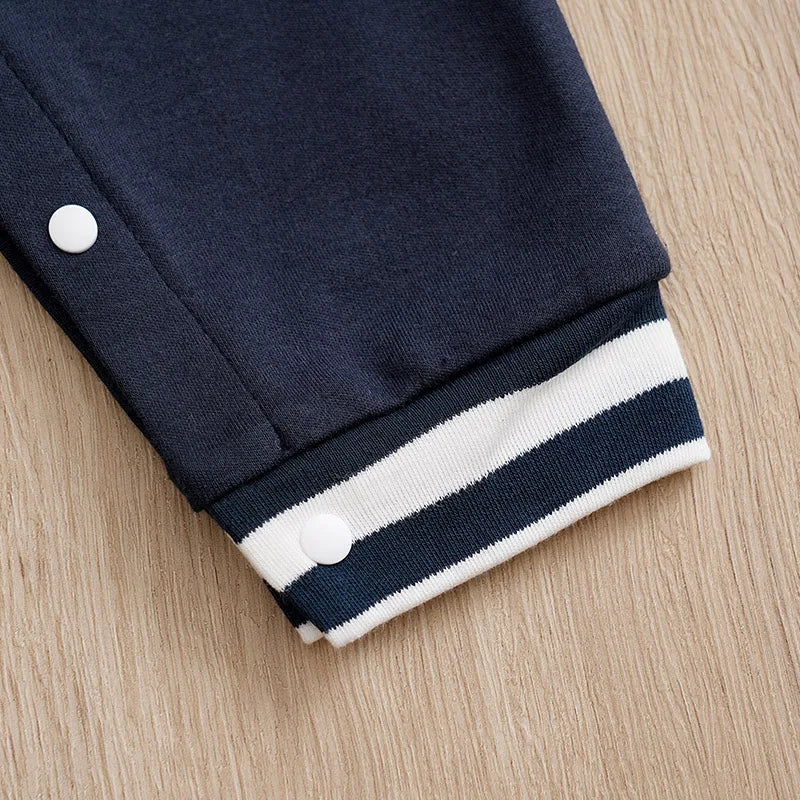 Blue Varsity-Style Baby Romper in Soft Cotton (0–12M) - Image 7