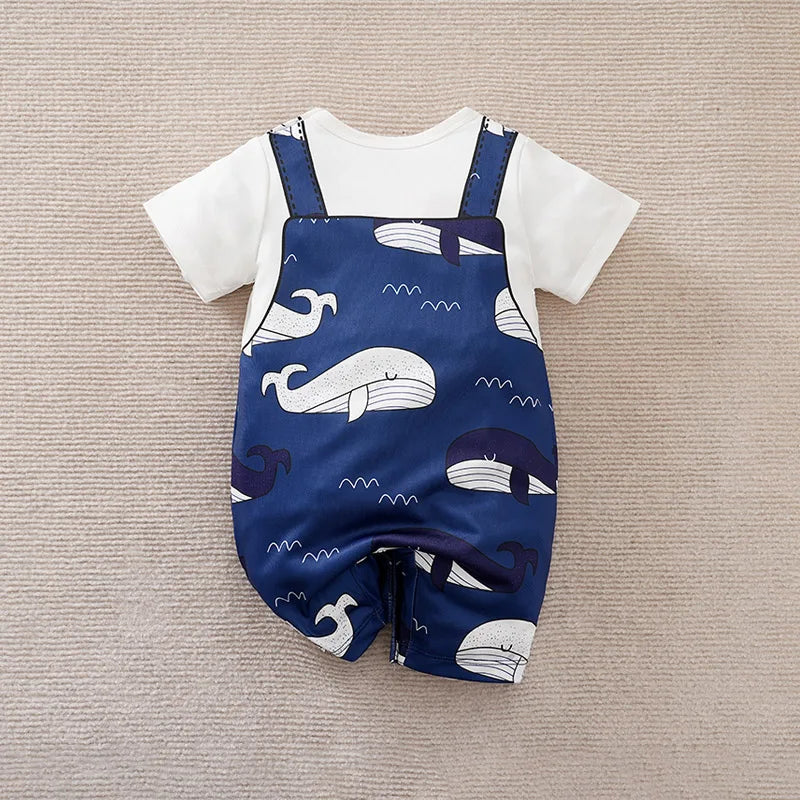Blue Whale Baby Short Sleeve Romper Outfit (0–18M) - Image 3