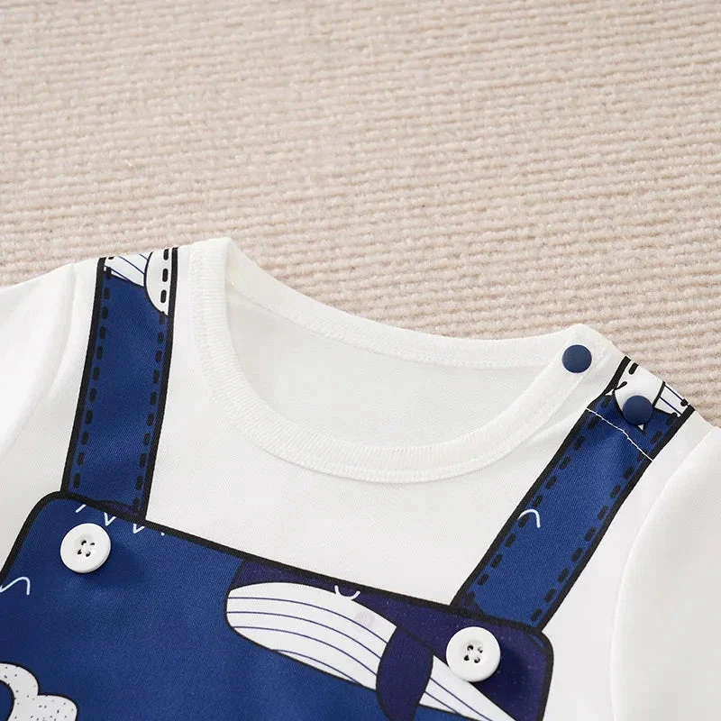 Blue Whale Baby Short Sleeve Romper Outfit (0–18M) - Image 4