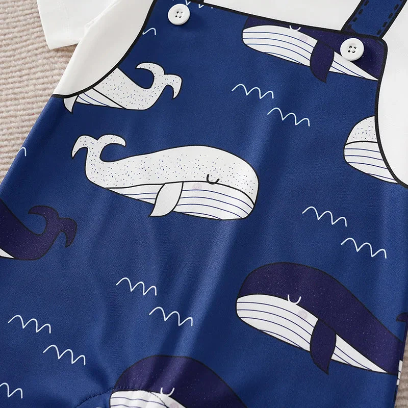 Blue Whale Baby Short Sleeve Romper Outfit (0–18M) - Image 5