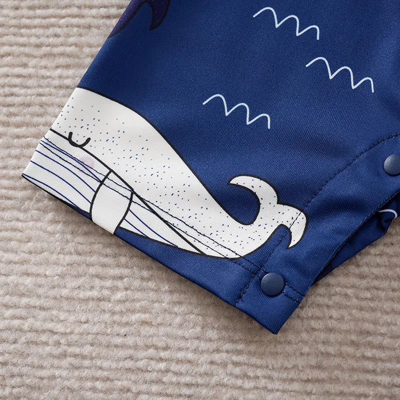 Blue Whale Baby Short Sleeve Romper Outfit (0–18M) - Image 7