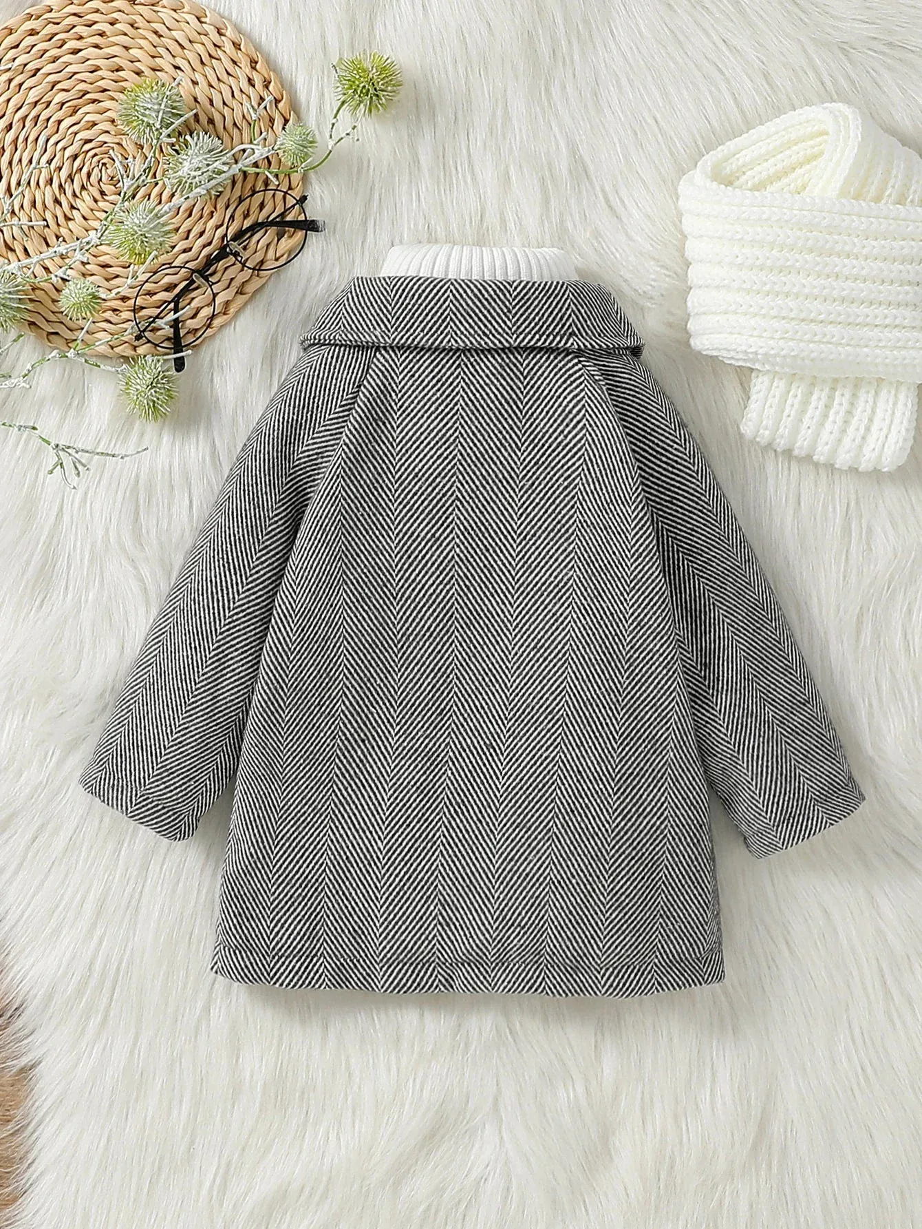 Chevron Fleece-Lined Baby Coat – Warm Winter Jacket (3–36M) - Image 3