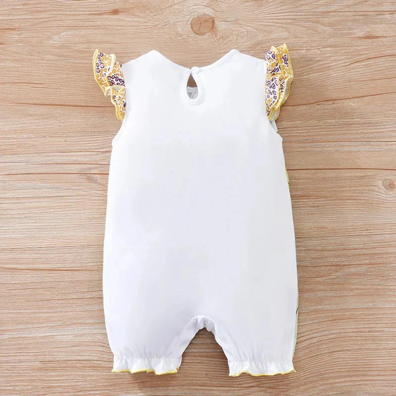 Colorful Jungle Baby Girl Romper with Giraffe & Zebra Print (0–18M) - Image 3