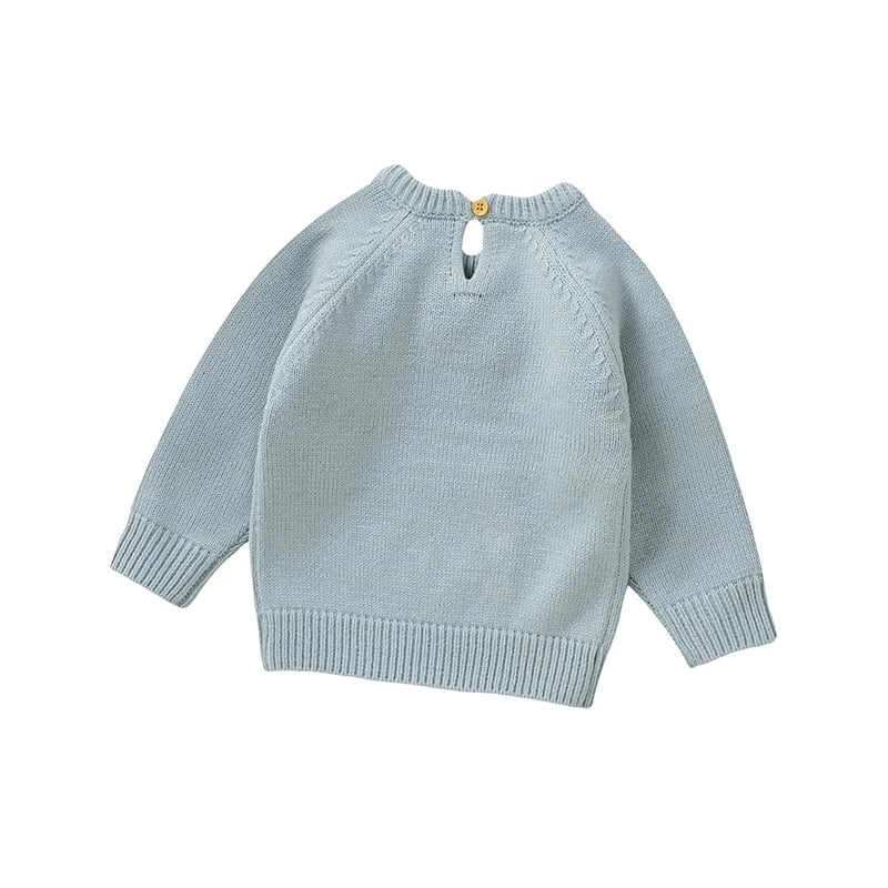 Floral Embroidered Knit Sweater for Babies – Long Sleeve Soft Knit Pullover (6–36M) - Image 2