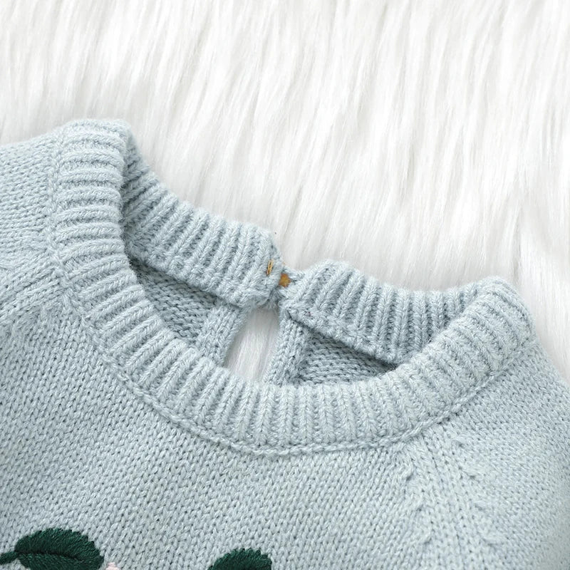 Floral Embroidered Knit Sweater for Babies – Long Sleeve Soft Knit Pullover (6–36M) - Image 4