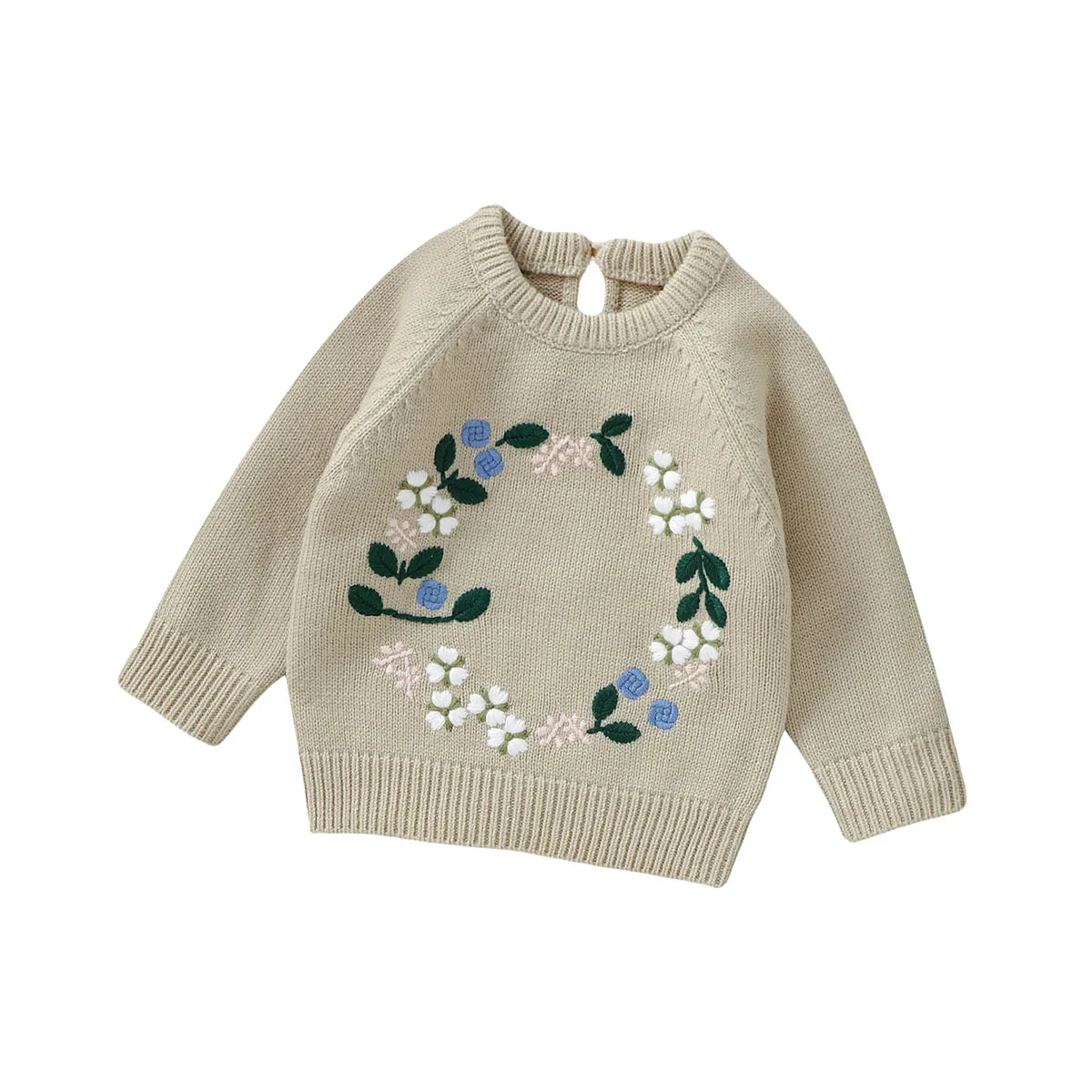 Floral Embroidered Knit Sweater for Babies – Long Sleeve Soft Knit Pullover (6–36M) - Image 7