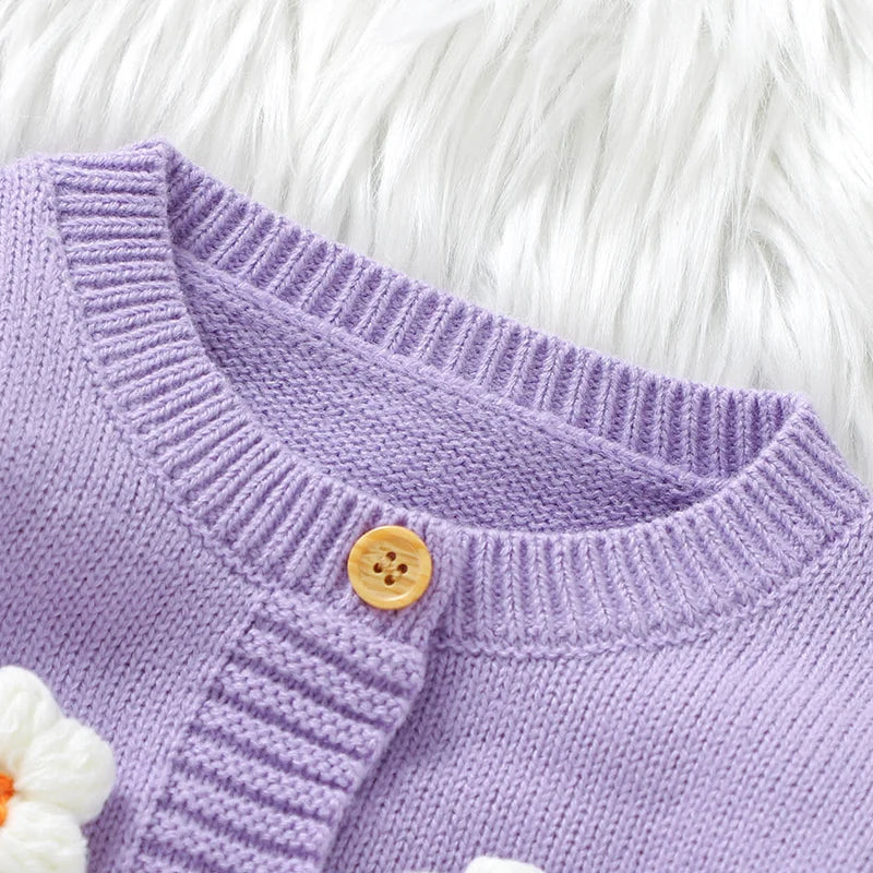 Floral Knit Baby Jumpsuit – Long Sleeve Cozy One-Piece (0-24M) - Image 4