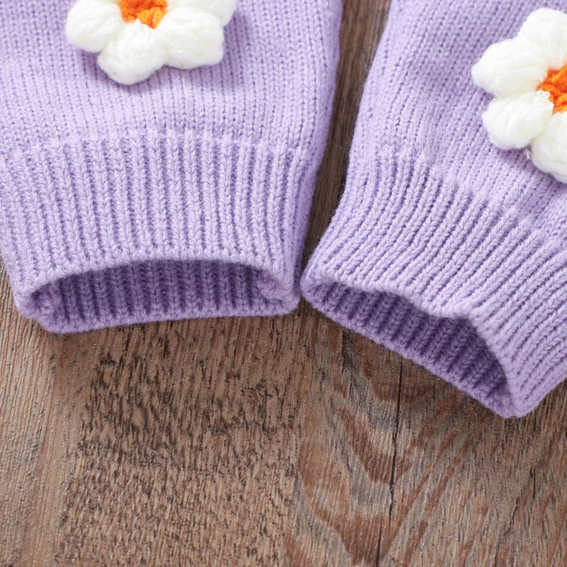 Floral Knit Baby Jumpsuit – Long Sleeve Cozy One-Piece (0-24M) - Image 6