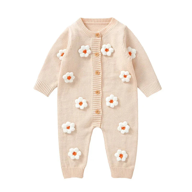 Floral Knit Baby Jumpsuit – Long Sleeve Cozy One-Piece (0-24M) - Image 8