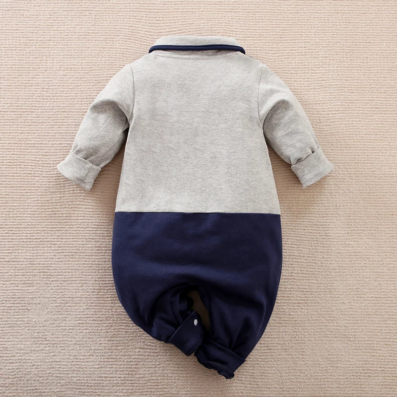 Gentleman Baby Boy Romper with Bow Tie & Suspenders (0–18M) - Image 3