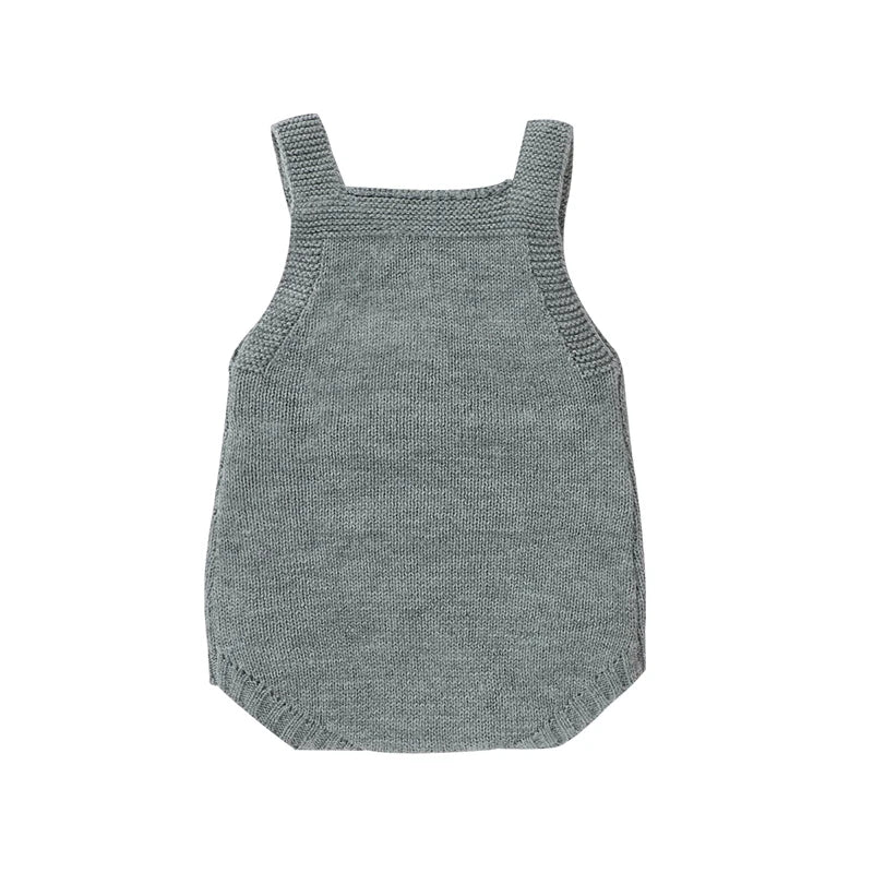 Handcrafted Sleeveless Knit Romper for Baby Girls with Floral Embroidery (0-18M) - Image 2