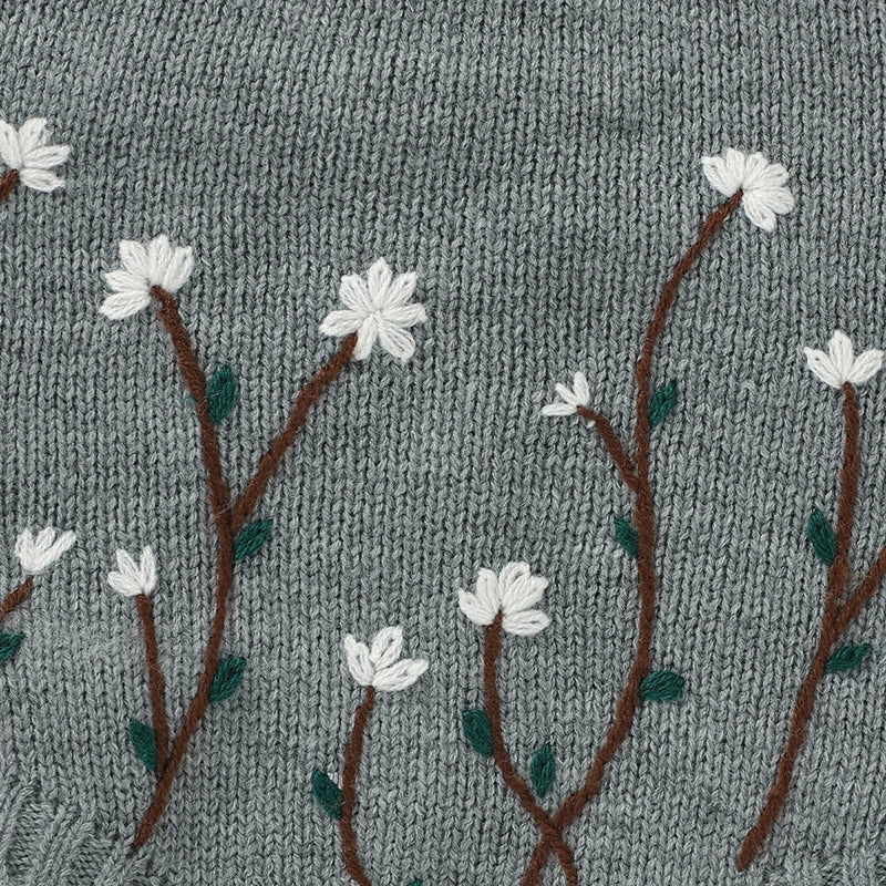 Handcrafted Sleeveless Knit Romper for Baby Girls with Floral Embroidery (0-18M) - Image 5