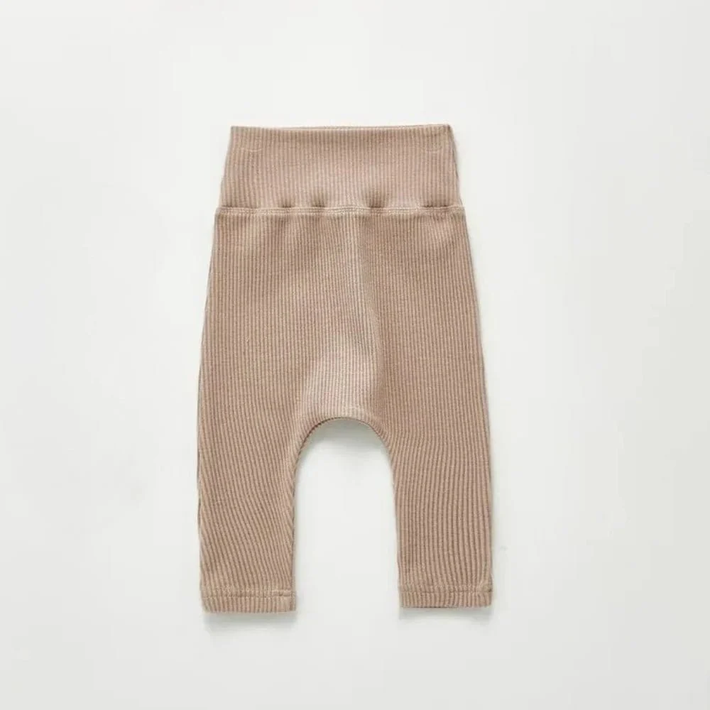 High-Waist Cotton Baby Leggings – Soft Solid Color Essentials (3-24M)